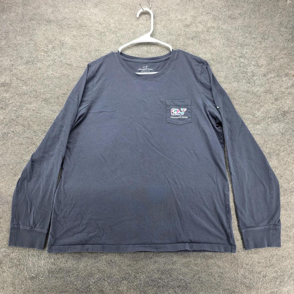 Vineyard Vines Shirt Womens L Blue Long Sleeve Crewneck Tagless Cotton Graphic